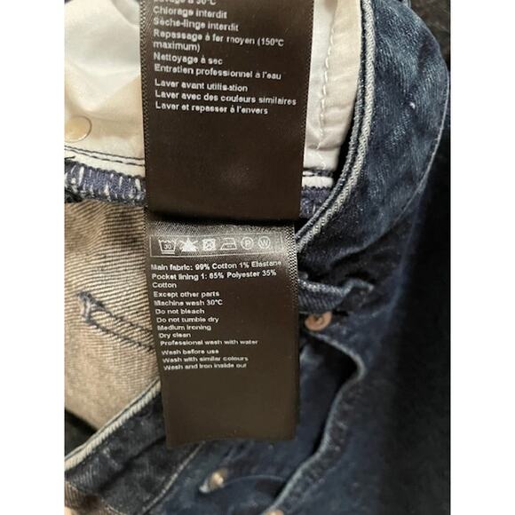 ba&sh Balm Two-tone Cropped Ankle Jeans Slim Straight Dark Blue and Black Large - Picture 16 of 16